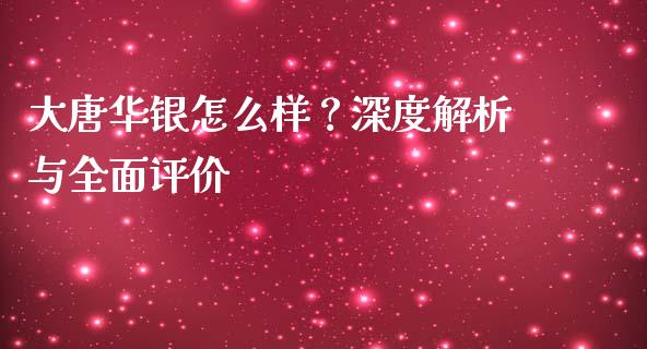 大唐华银怎么样？深度解析与全面评价_https://wap.qdlswl.com_证券新闻_第1张