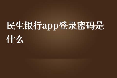 民生银行app登录密码是什么_https://wap.qdlswl.com_财经资讯_第1张