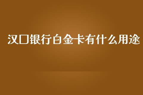 汉囗银行白金卡有什么用途_https://wap.qdlswl.com_证券新闻_第1张