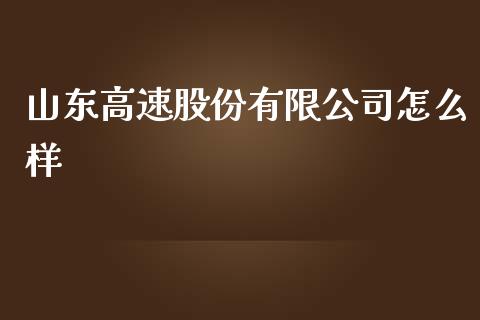 山东高速股份有限公司怎么样_https://wap.qdlswl.com_理财投资_第1张