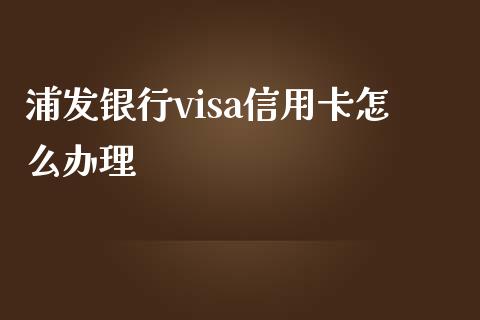 浦发银行visa信用卡怎么办理_https://wap.qdlswl.com_全球经济_第1张