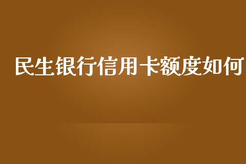 民生银行信用卡额度如何_https://wap.qdlswl.com_理财投资_第1张