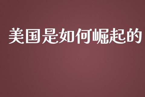 美国是如何崛起的_https://wap.qdlswl.com_全球经济_第1张