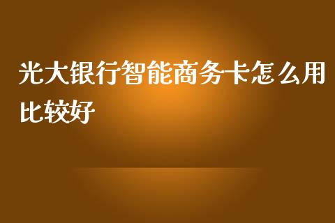 光大银行智能商务卡怎么用比较好_https://wap.qdlswl.com_证券新闻_第1张