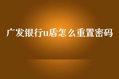 广发银行u盾怎么重置密码_https://wap.qdlswl.com_理财投资_第1张