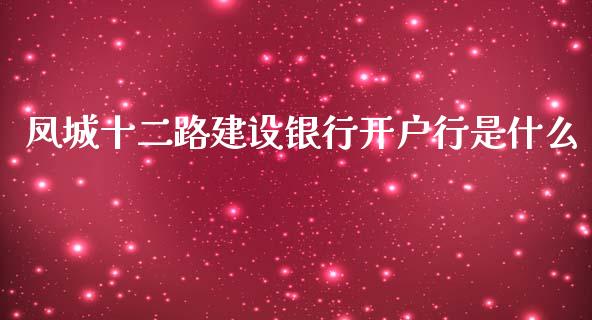 凤城十二路建设银行开户行是什么_https://wap.qdlswl.com_全球经济_第1张