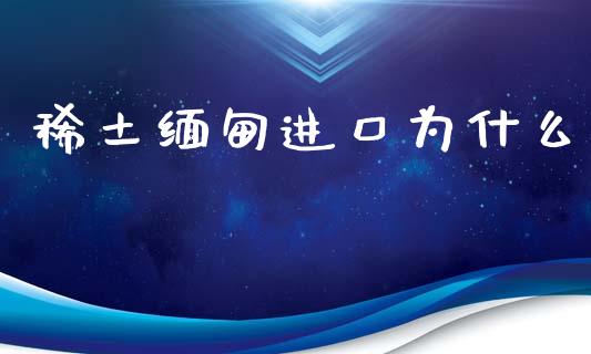 稀土缅甸进口为什么_https://wap.qdlswl.com_财经资讯_第1张