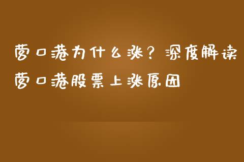 营口港为什么涨？深度解读营口港股票上涨原因_https://wap.qdlswl.com_证券新闻_第1张