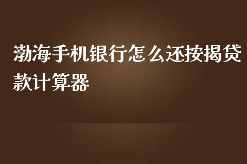 渤海手机银行怎么还按揭贷款计算器_https://wap.qdlswl.com_理财投资_第1张