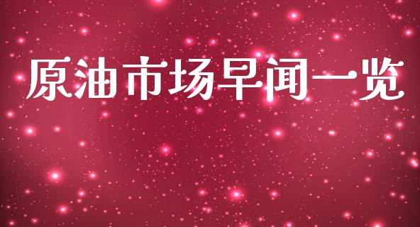 原油市场早闻一览_https://wap.qdlswl.com_财经资讯_第1张