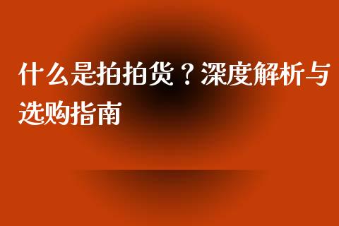 什么是拍拍货？深度解析与选购指南_https://wap.qdlswl.com_财经资讯_第1张