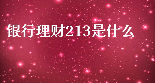 银行理财213是什么_https://wap.qdlswl.com_证券新闻_第1张