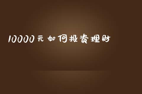 10000元如何投资理财_https://wap.qdlswl.com_理财投资_第1张