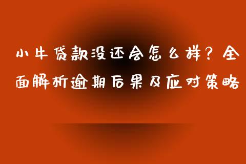小牛贷款没还会怎么样？全面解析逾期后果及应对策略_https://wap.qdlswl.com_理财投资_第1张