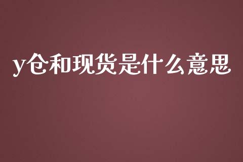 y仓和现货是什么意思_https://wap.qdlswl.com_理财投资_第1张