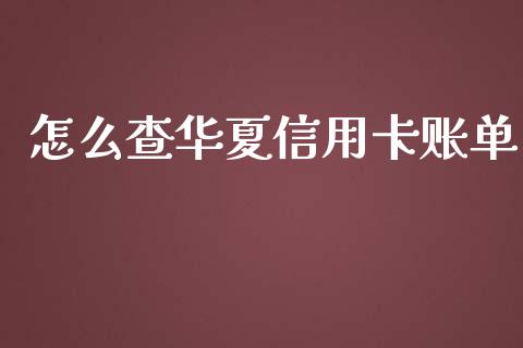 怎么查华夏信用卡账单_https://wap.qdlswl.com_理财投资_第1张