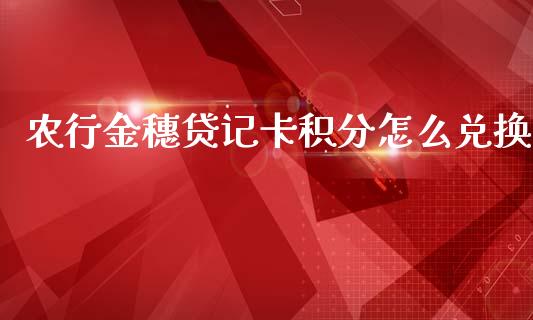 农行金穗贷记卡积分怎么兑换_https://wap.qdlswl.com_财经资讯_第1张