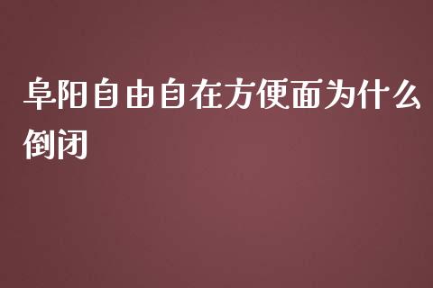 阜阳自由自在方便面为什么倒闭_https://wap.qdlswl.com_理财投资_第1张