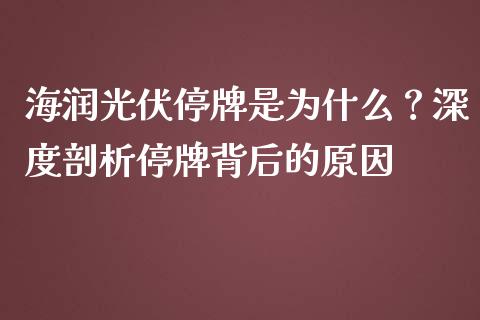 海润光伏停牌是为什么？深度剖析停牌背后的原因_https://wap.qdlswl.com_证券新闻_第1张