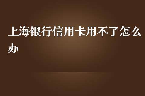 上海银行信用卡用不了怎么办_https://wap.qdlswl.com_全球经济_第1张