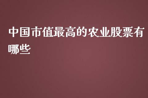 中国市值最高的农业股票有哪些_https://wap.qdlswl.com_全球经济_第1张