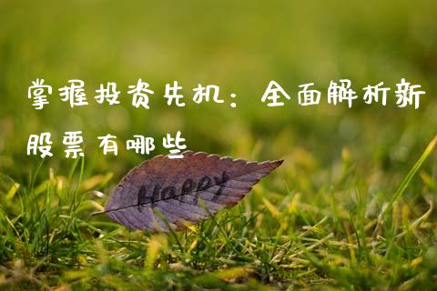 掌握投资先机：全面解析新股票有哪些_https://wap.qdlswl.com_证券新闻_第1张