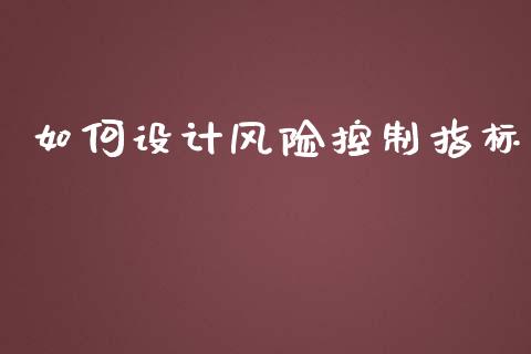 如何设计风险控制指标_https://wap.qdlswl.com_证券新闻_第1张