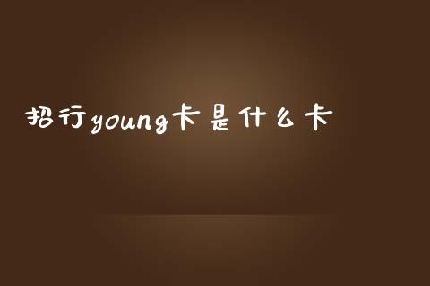 招行young卡是什么卡_https://wap.qdlswl.com_证券新闻_第1张