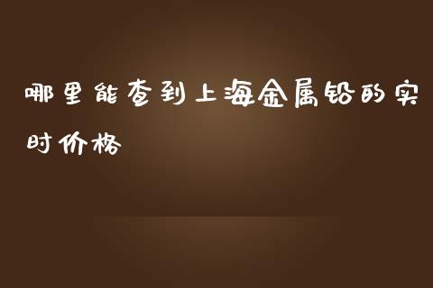 哪里能查到上海金属铅的实时价格_https://wap.qdlswl.com_证券新闻_第1张